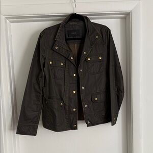 J. Crew Dark Brown/Green Jacket with Gold Buttons